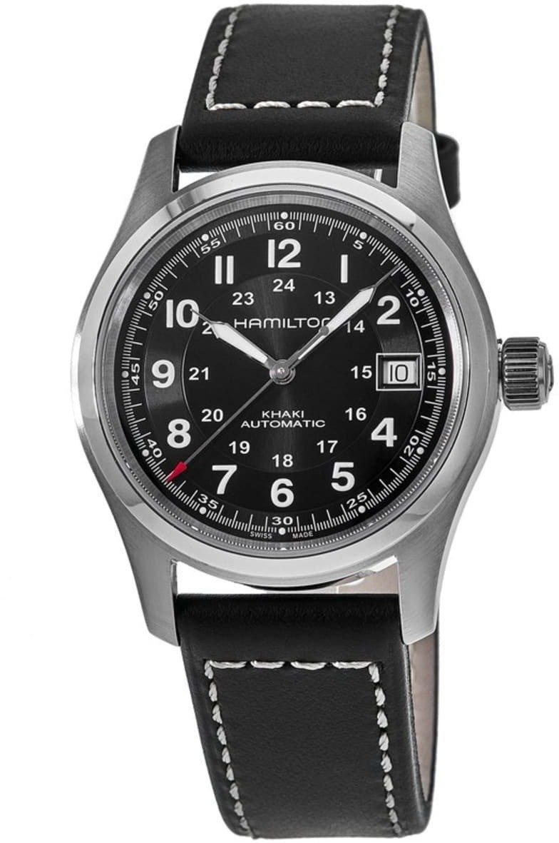 Hamilton Herrklocka H70455733 Khaki Field Svart/Läder Ø38 mm - Hamilton