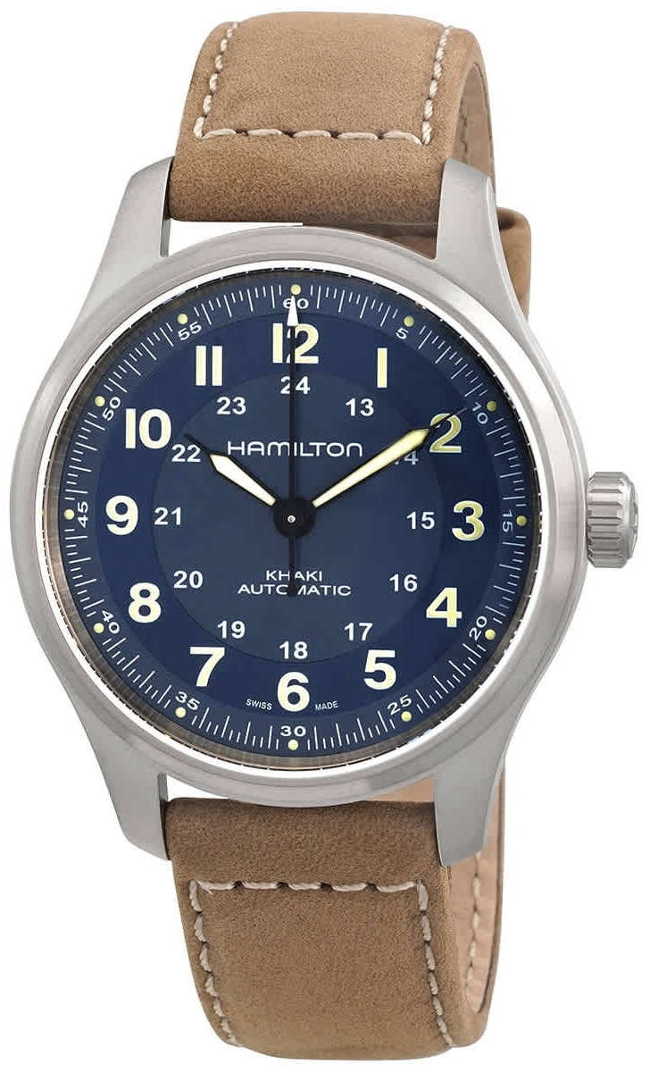 Hamilton Herrklocka H70545540 Khaki Field Blå/Läder Ø42 mm - Hamilton