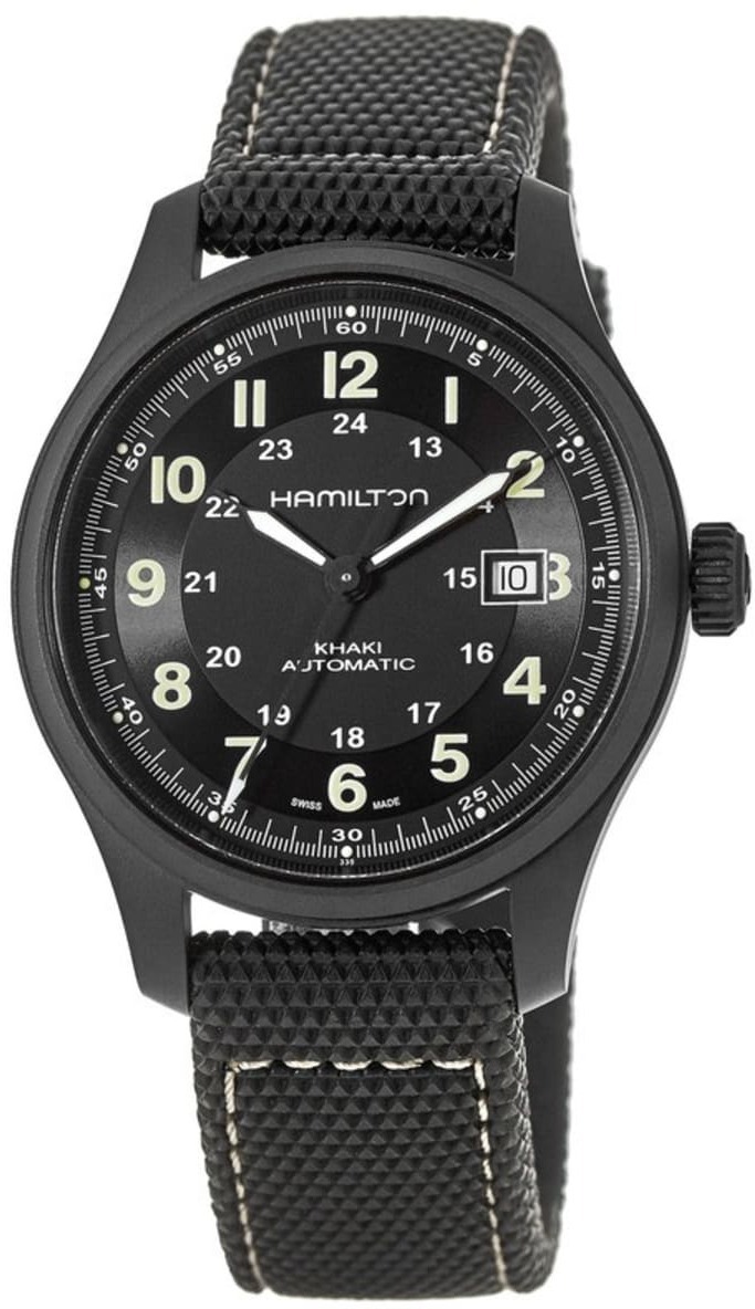 Hamilton Herrklocka H70575733 Khaki Field Titanium Svart/Textil Ø42 - Hamilton
