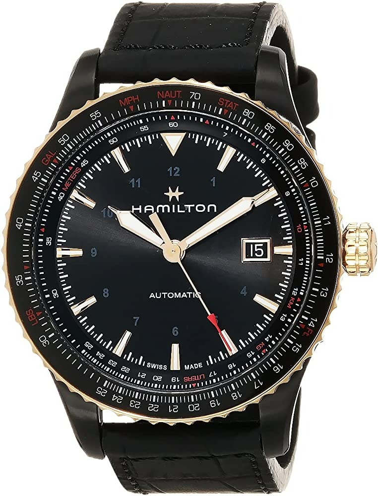 Hamilton Herrklocka H76635730 Khaki Aviation Svart/Läder Ø42 mm - Hamilton