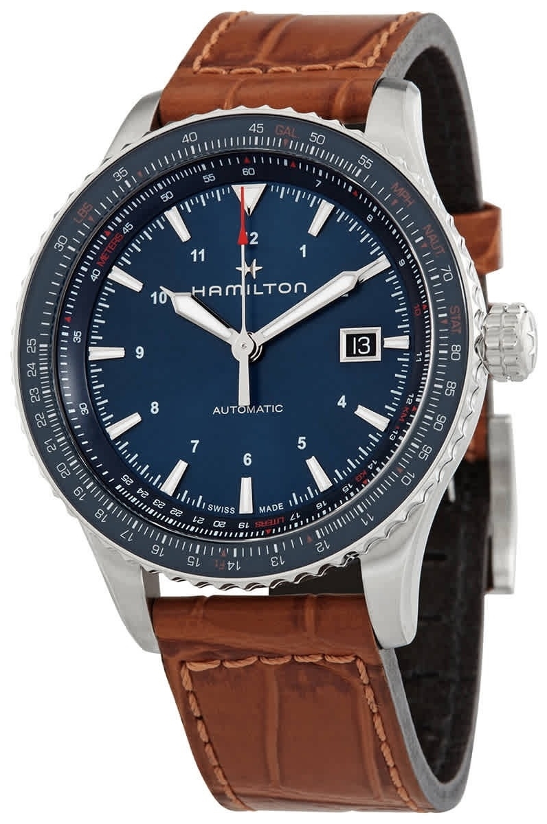 Hamilton Herrklocka H76645540 Khaki Aviation Blå/Läder Ø42 mm - Hamilton