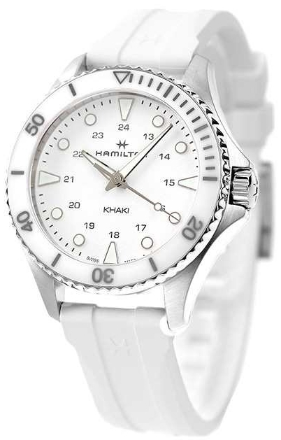 Hamilton Damklocka H82221310 Khaki Navy Vit/Gummi Ø37 mm - Hamilton