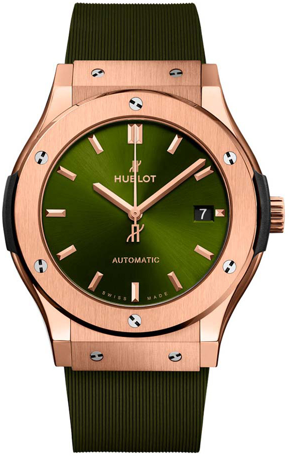 Hublot Damklocka 581.OX.8980.RX Classic Fusion Grön/Gummi Ø33 mm - Hublot