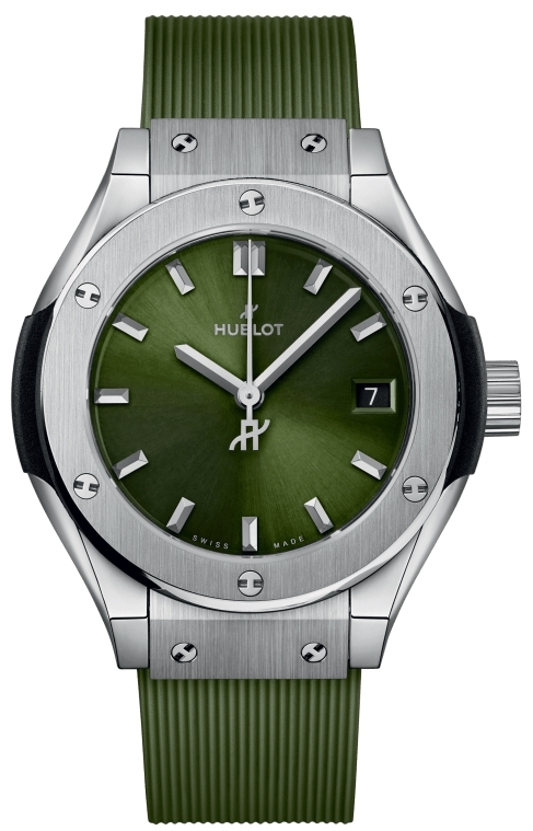 Hublot Damklocka 591.NX.8970.RX Classic Fusion Grön/Gummi Ø29 mm - Hublot