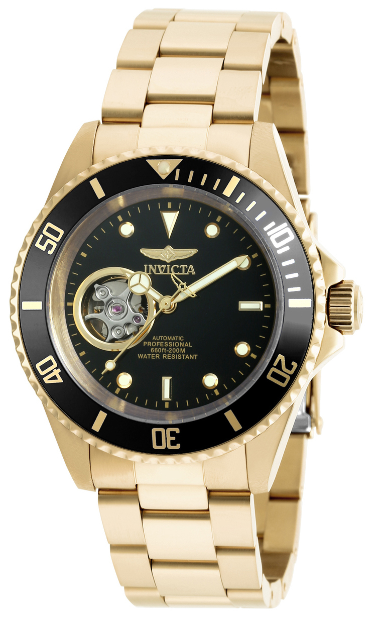 Invicta Herrklocka 20436 Pro Diver Svart/Gulguldtonat stål Ø40 mm - Invicta