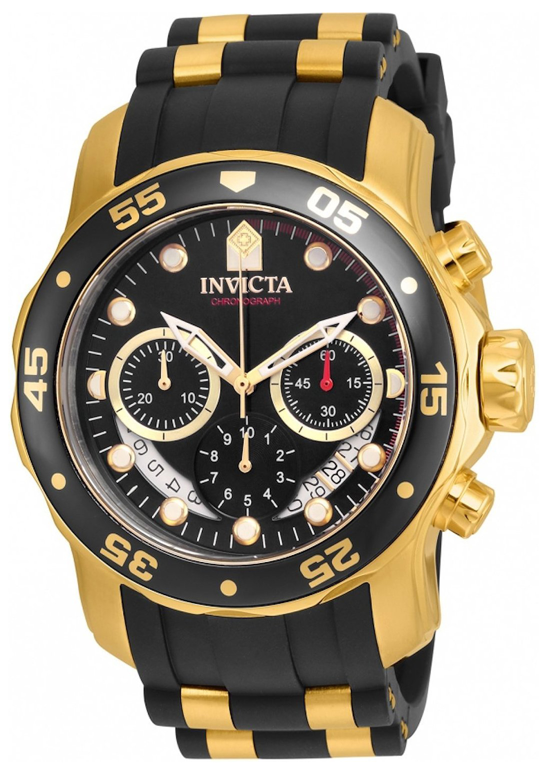 Invicta Pro Diver Herrklocka 21928 Svart/Gulguldtonat stål Ø48 mm - Invicta