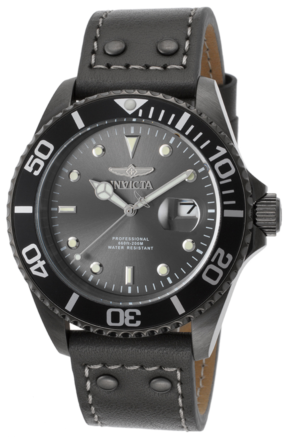 Invicta Herrklocka 22077 Pro Diver Grå/Läder Ø43 mm - Invicta