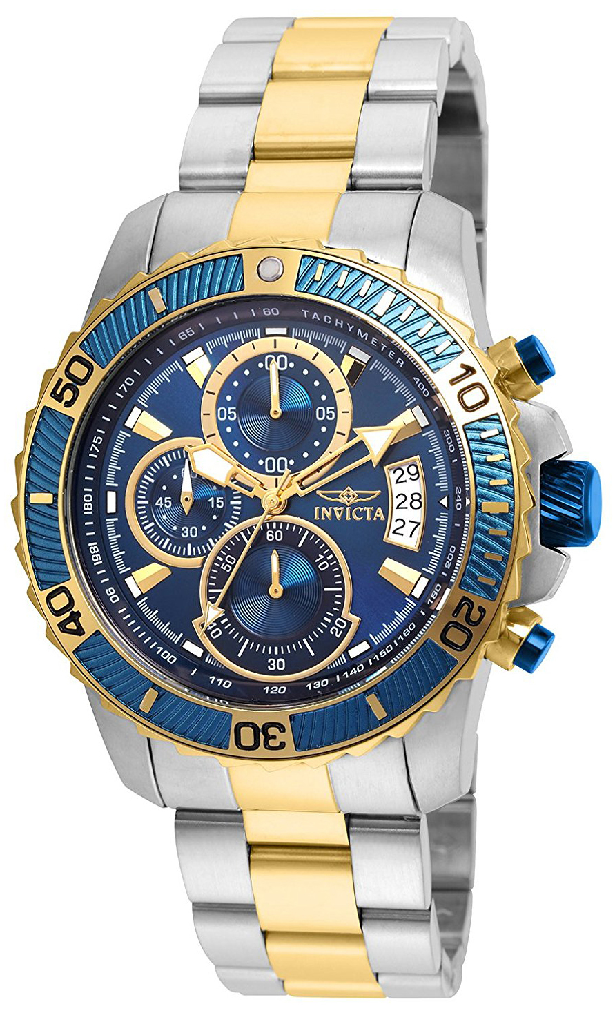 Invicta Pro Diver Herrklocka 22415 Blå/Gulguldtonat stål Ø45 mm - Invicta