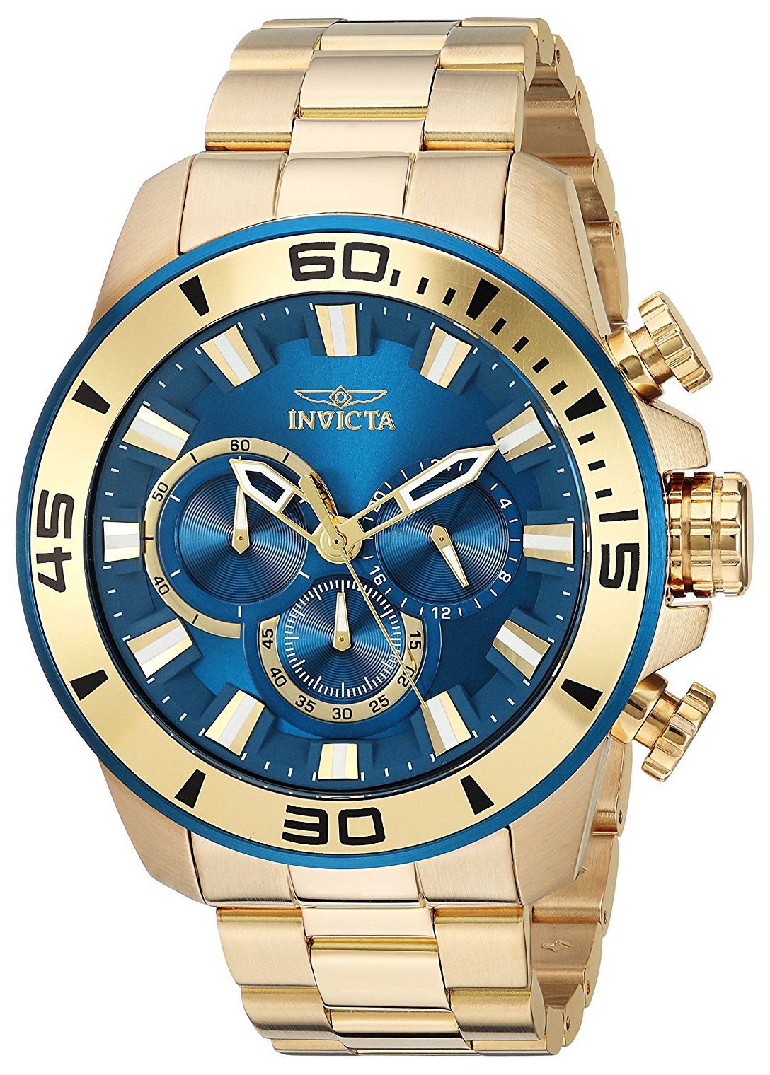 Invicta Pro Diver Herrklocka 22587 Blå/Gulguldtonat stål Ø48.5 mm - Invicta