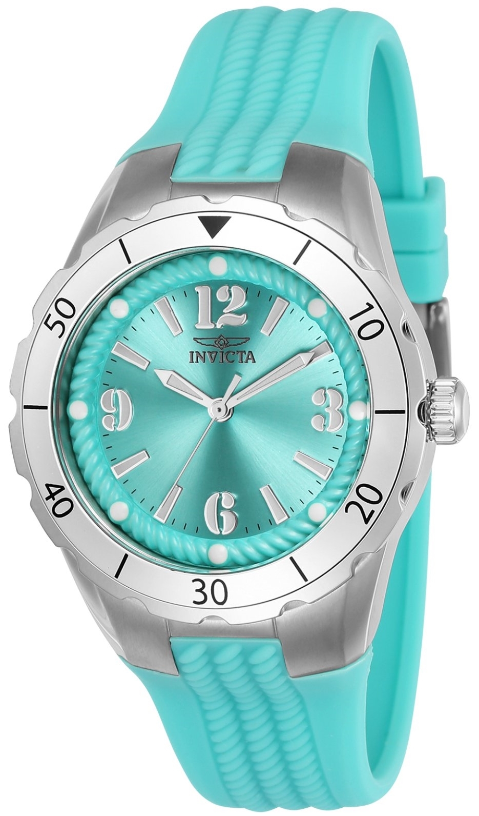 Invicta Damklocka 24124 Angel Turkos/Gummi Ø38 mm - Invicta