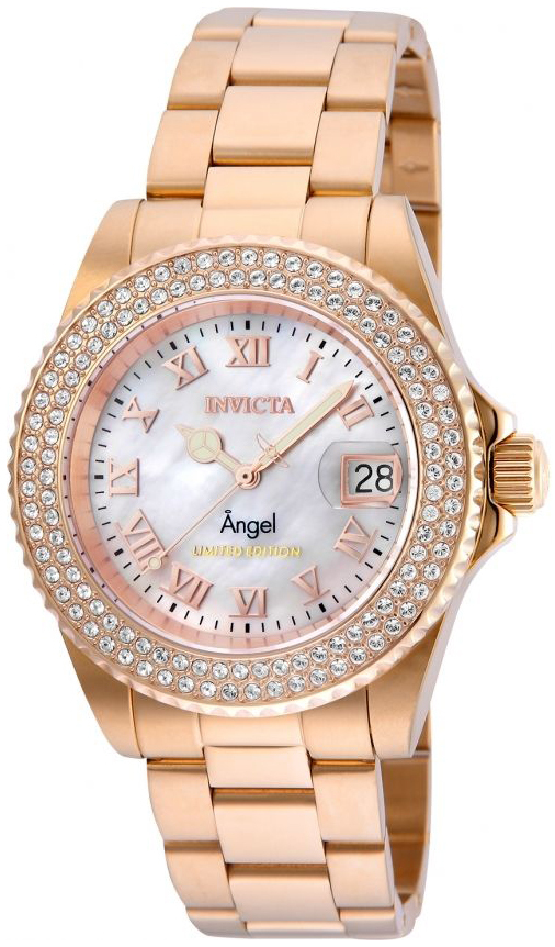 Invicta Damklocka 24615 Angel Vit/Roséguldstonat stål Ø40 mm - Invicta