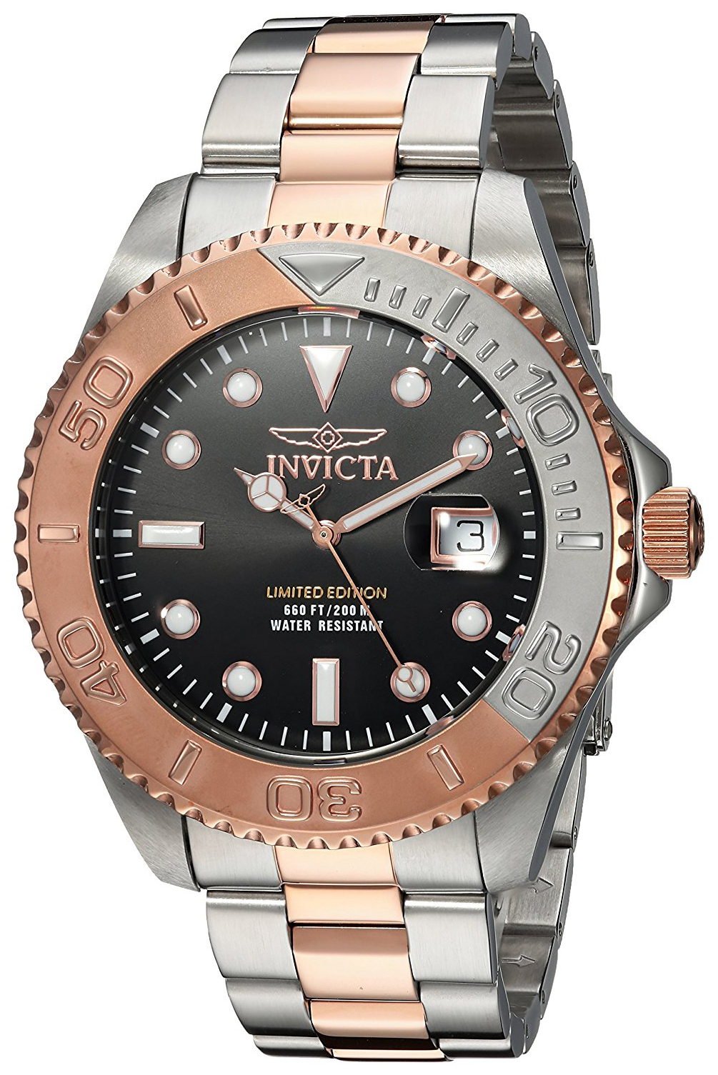 Invicta Pro Diver Herrklocka 24625 Svart/Roséguldstonat stål Ø47 mm - Invicta