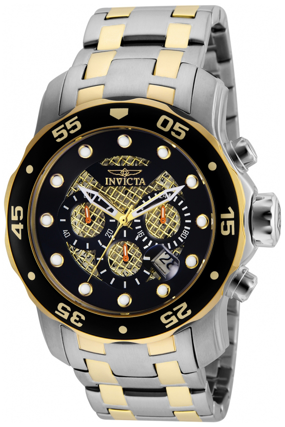 Invicta Pro Diver Herrklocka 25333 Svart/Gulguldtonat stål Ø48 mm - Invicta