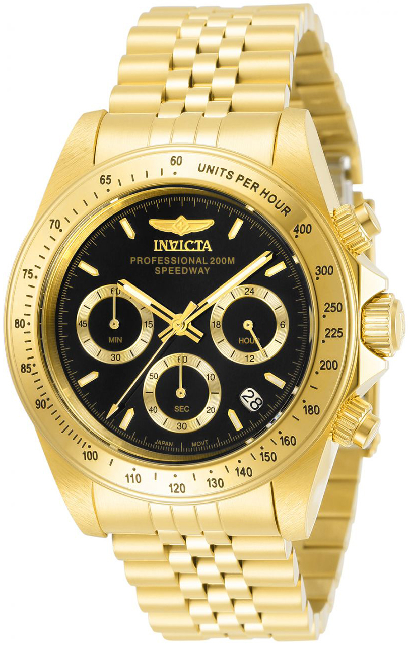 Invicta Herrklocka 31001 Speedway Svart/Gulguldtonat stål Ø39.5 mm