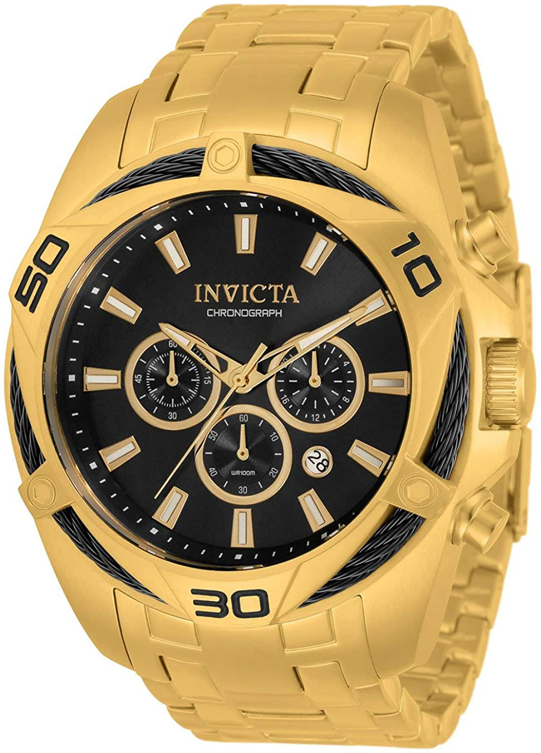 Invicta Herrklocka 34119 Bolt Svart/Gulguldtonat stål Ø50 mm - Invicta