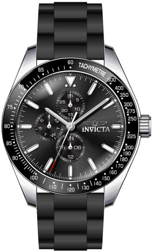Invicta Herrklocka 38402 Aviator Svart/Gummi Ø45 mm - Invicta