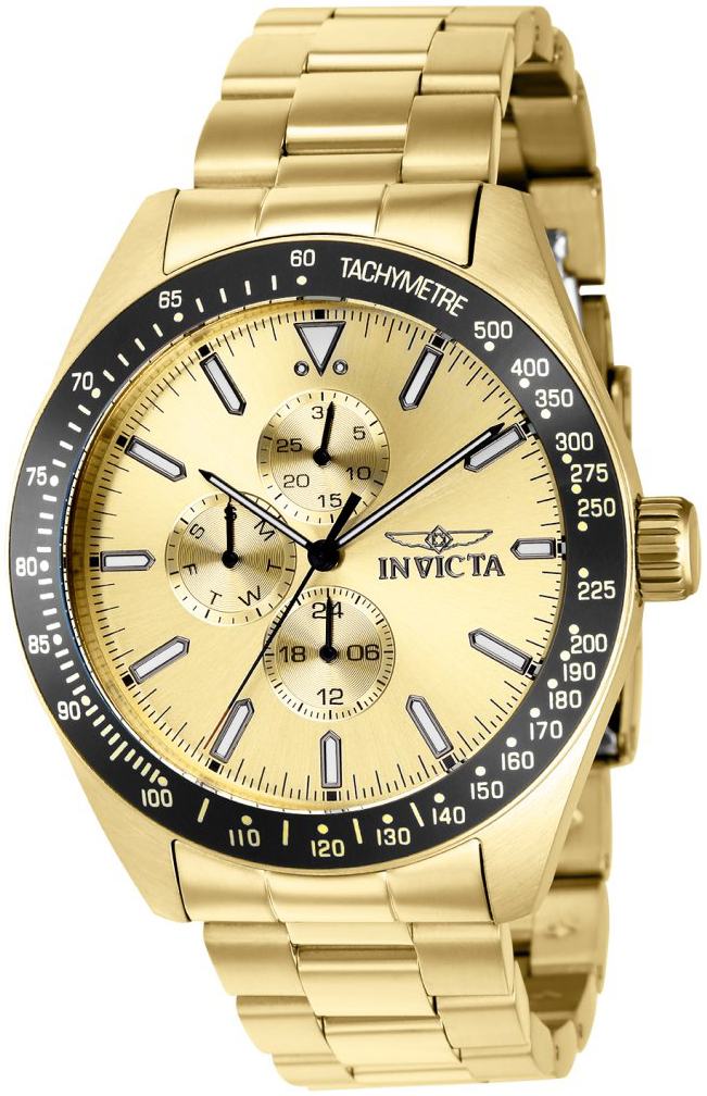 Invicta Herrklocka 38970 Aviator Guld/Gulguldtonat stål Ø45 mm - Invicta