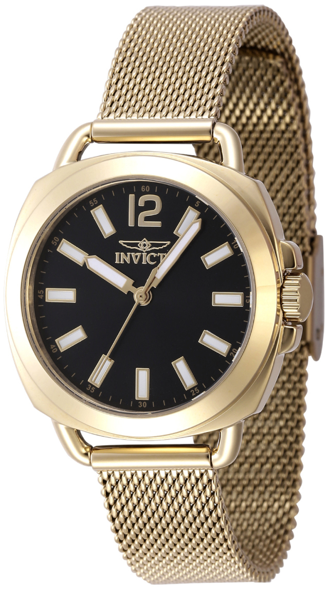 Invicta Damklocka 47324 Wildflower Svart/Gulguldtonat stål Ø32 mm - Invicta