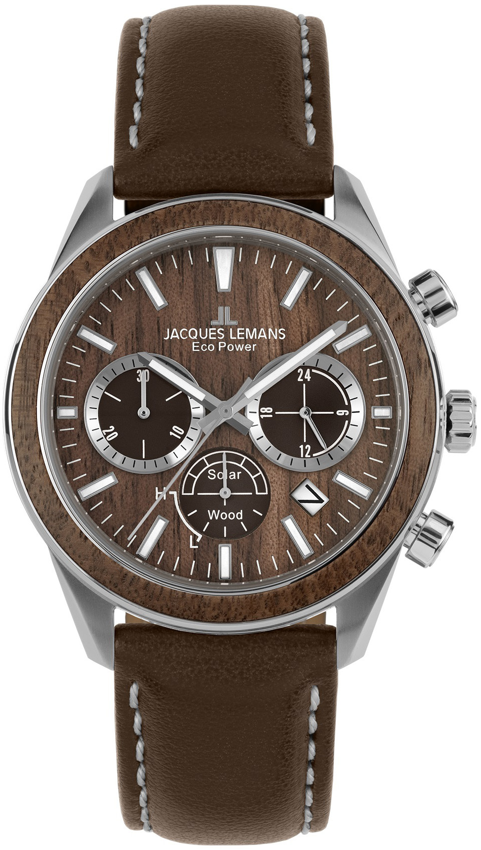 Jacques Lemans Herrklocka 1-2115B Eco Power Solar Brun/Läder Ø44 mm - Jacques Lemans