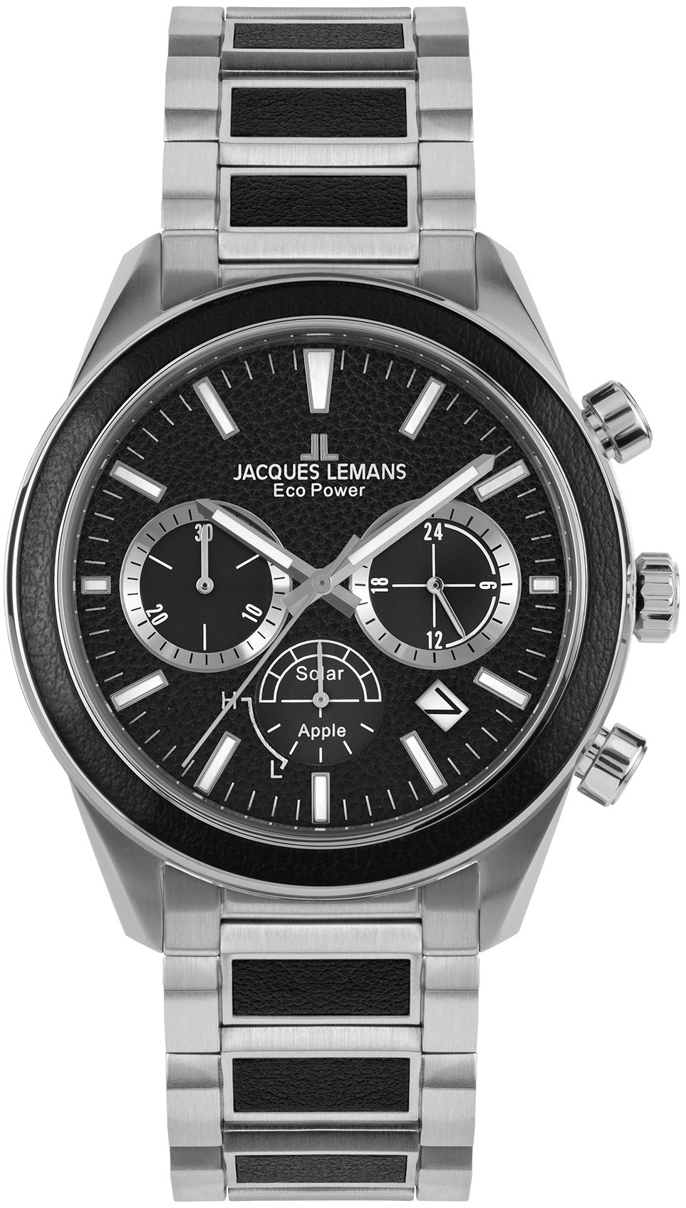 Jacques Lemans Herrklocka 1-2115F Eco Power Solar Svart/Läder Ø44 mm