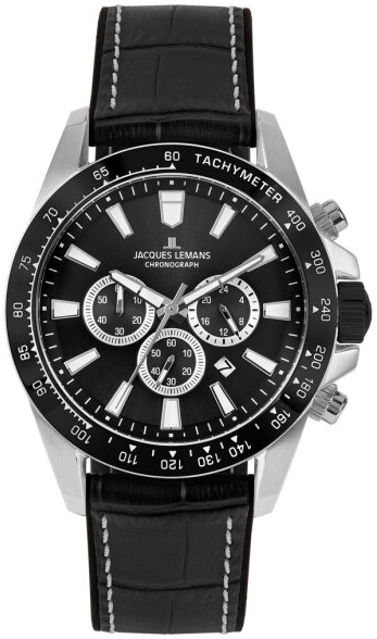 Jacques Lemans Herrklocka 1-2140A Liverpool Svart/Gummi Ø48 mm - Jacques Lemans