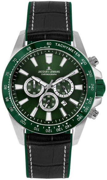 Jacques Lemans Herrklocka 1-2140C Liverpool Gr&ouml;n/Gummi &Oslash;48 mm