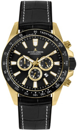 Jacques Lemans Herrklocka 1-2140D Liverpool Svart/Gummi Ø48 mm