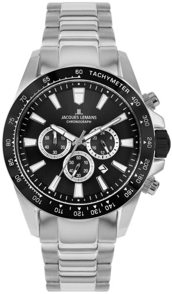 Jacques Lemans Herrklocka 1-2140E Liverpool Svart/St&aring;l &Oslash;48 mm