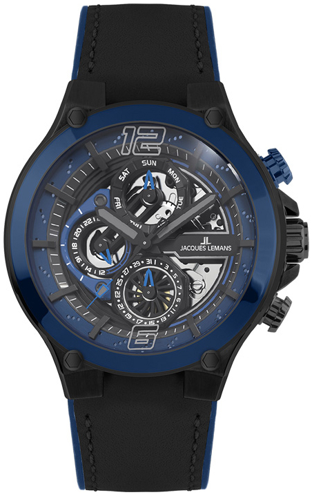 Jacques Lemans Herrklocka 1-2150B Manchester Blå/Gummi Ø44 mm - Jacques Lemans