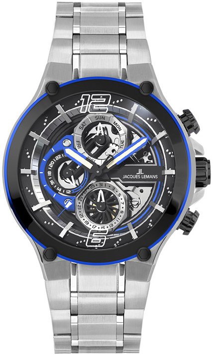 Jacques Lemans Herrklocka 1-2150D Manchester Gr&aring;/St&aring;l &Oslash;44 mm
