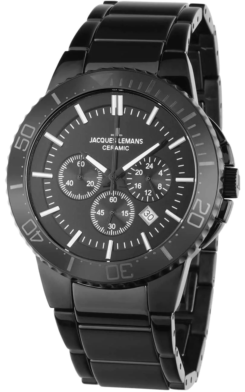 Jacques Lemans Herrklocka 1-2166B Colmar Svart/Keramik Ø43 mm - Jacques Lemans