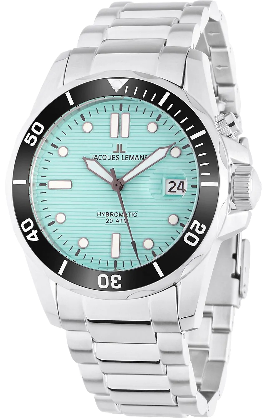Jacques Lemans Herrklocka 1-2170I Hybromatic Turkos/Stål Ø41 mm