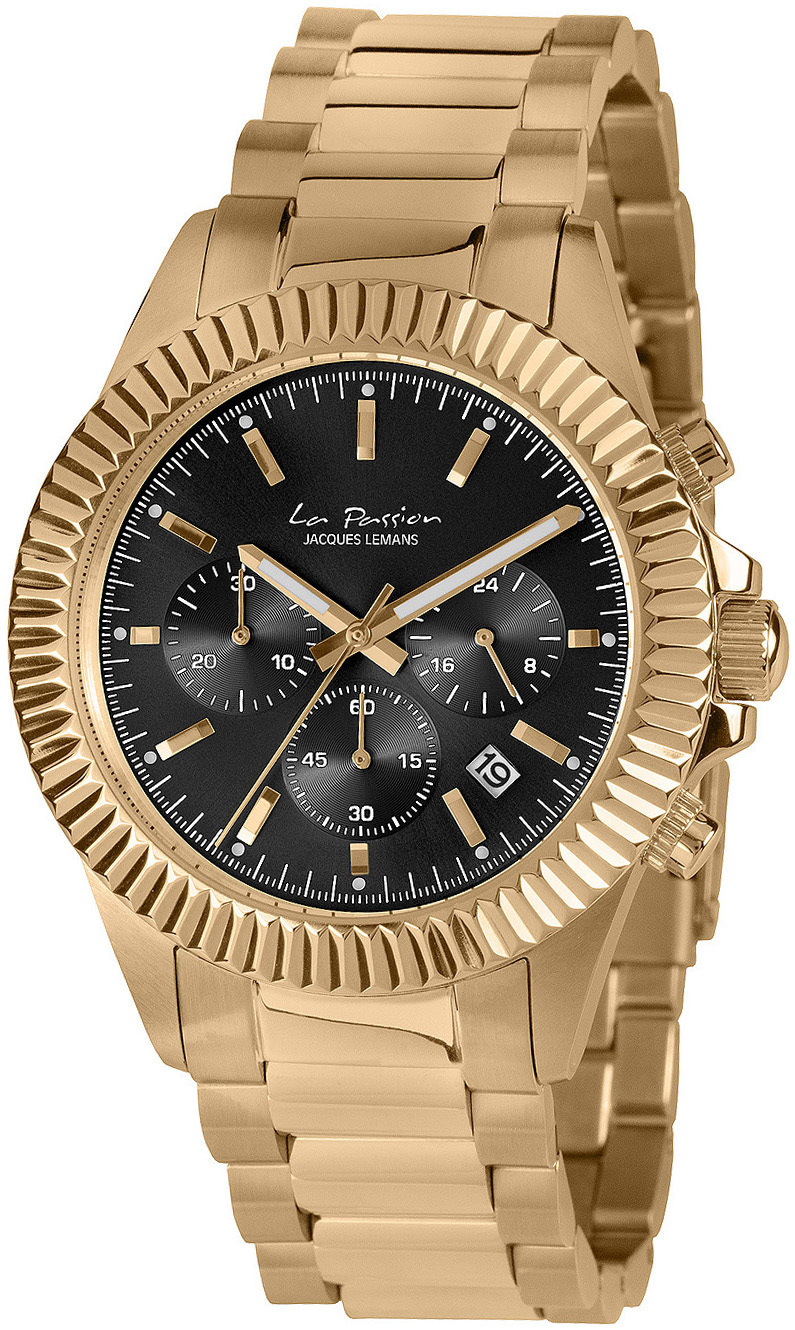 Jacques Lemans LP-111Q La Passion Svart/Gulguldtonat stål Ø42 mm - Jacques Lemans