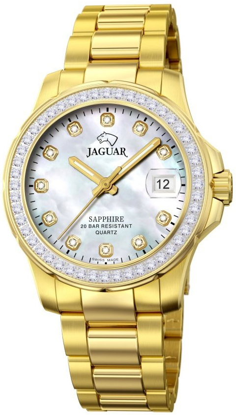 Jaguar Damklocka J895/1 Executive Vit/Gulguldtonat st&aring;l &Oslash;34.5 mm