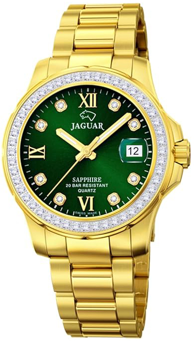 Jaguar Damklocka J895/2 Executive Gr&ouml;n/Gulguldtonat st&aring;l &Oslash;34.5 mm