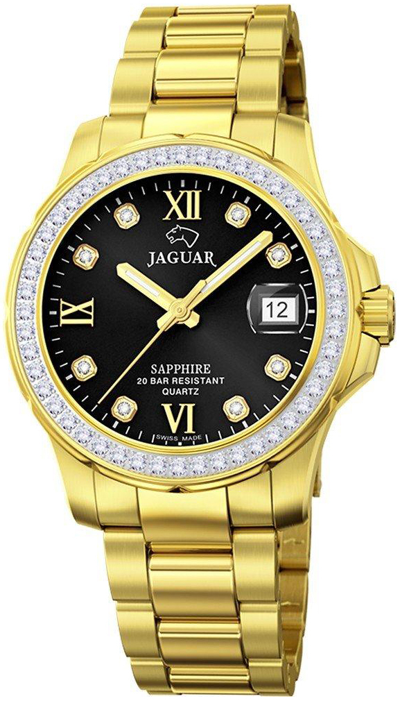 Jaguar Damklocka J895/4 Executive Svart/Gulguldtonat st&aring;l &Oslash;34.5 mm
