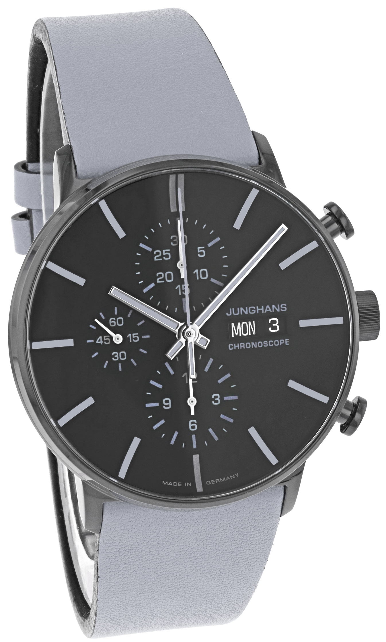 Junghans Herrklocka 27/4371.00 FORM A Chronoscope Svart/Läder Ø42 mm - Junghans