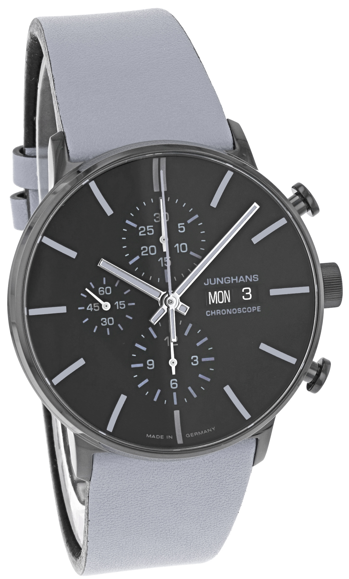 Junghans Herrklocka 27/4371.01 FORM A Chronoscope Svart/Läder Ø42 mm - Junghans