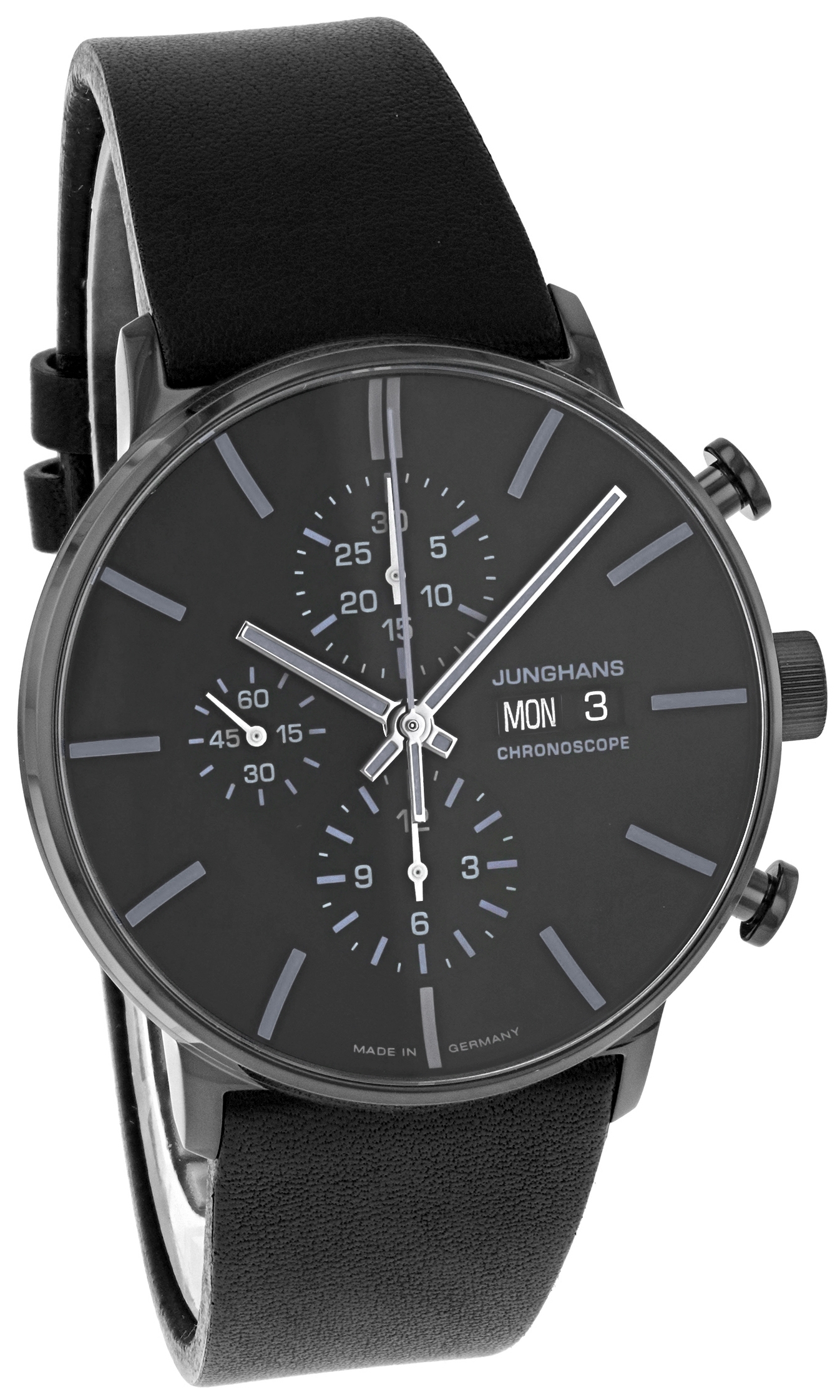 Junghans Herrklocka 27/4371.02 FORM A Chronoscope Svart/Läder Ø42 mm - Junghans