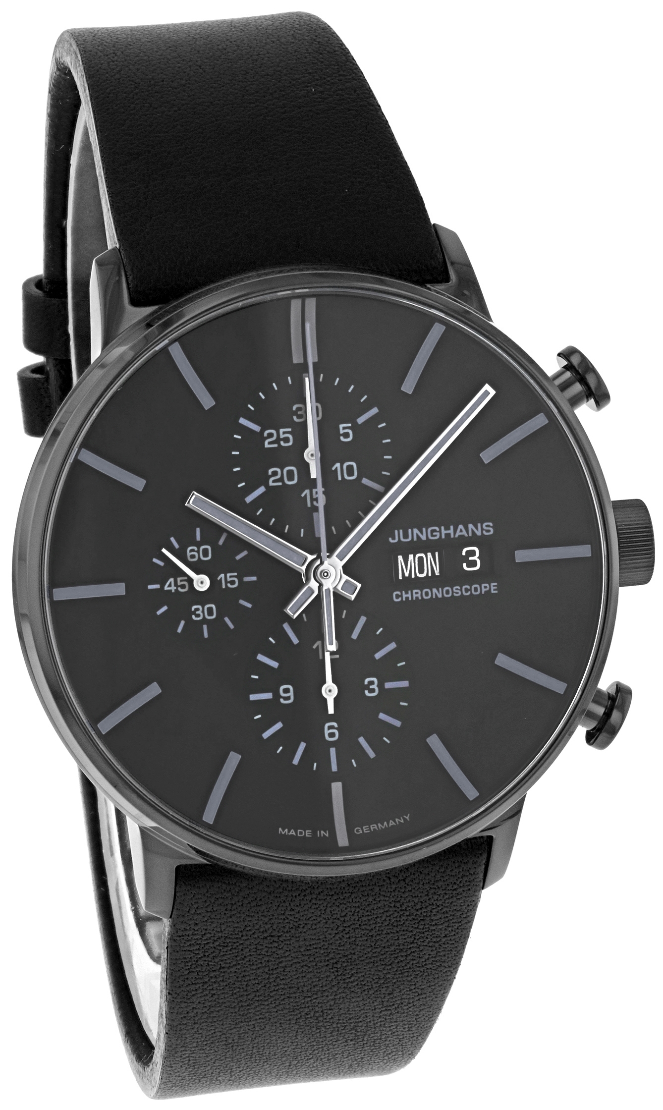 Junghans Herrklocka 27/4371.03 FORM A Chronoscope Svart/Läder Ø42 mm - Junghans