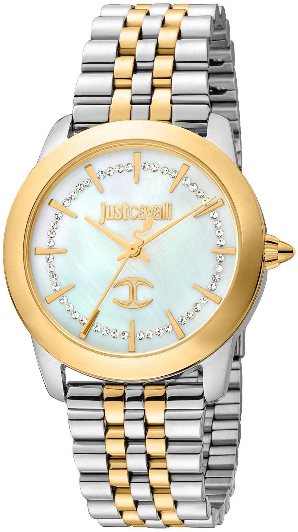 Just Cavalli Damklocka JC1L211M0095 Glam Vit/Gulguldtonat st&aring;l &Oslash;34