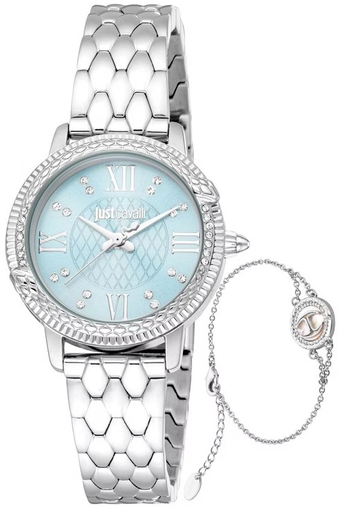 Just Cavalli Damklocka JC1L276M0045 Signature Blå/Stål Ø30 mm - Just Cavalli