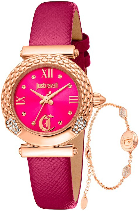 Just Cavalli Damklocka JC1L332L0035 Curiosa Röd/Läder Ø30 mm - Just Cavalli