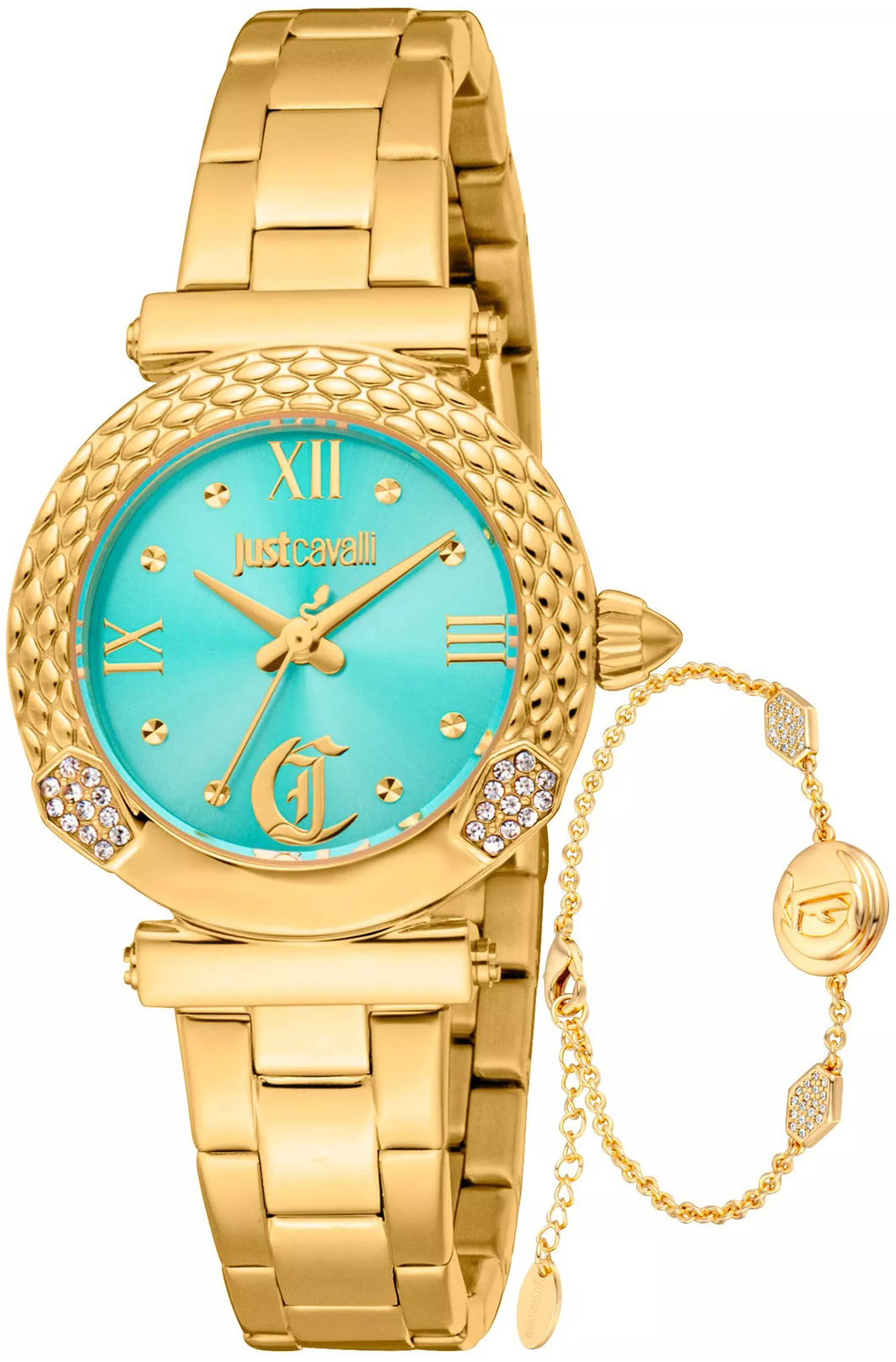 Just Cavalli Damklocka JC1L332M0065 Curiosa Turkos/Gulguldtonat stål - Just Cavalli