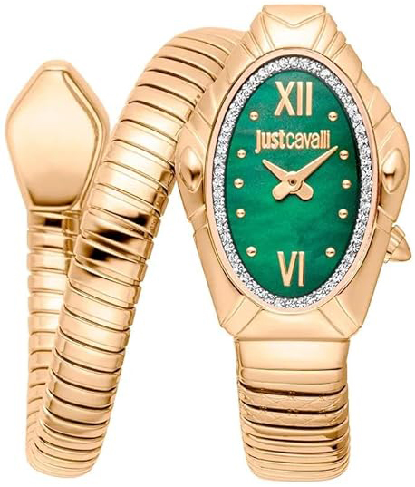 Just Cavalli Damklocka JC1L357M0035 Lirica Grön/Gulguldtonat stål - Just Cavalli