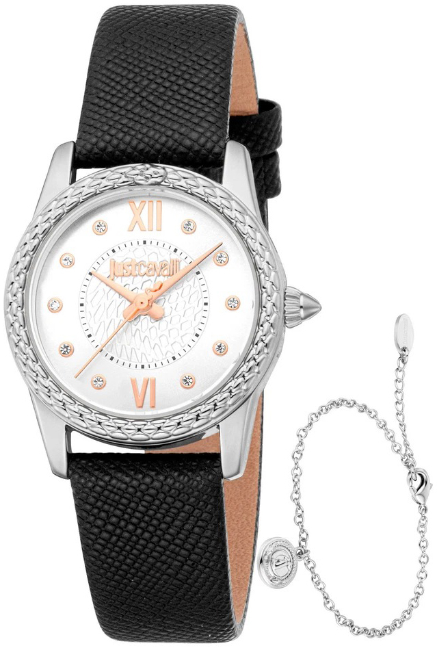 Just Cavalli Damklocka JC1L360L0015 Sublime Animalier Vit/Läder Ø30 - Just Cavalli