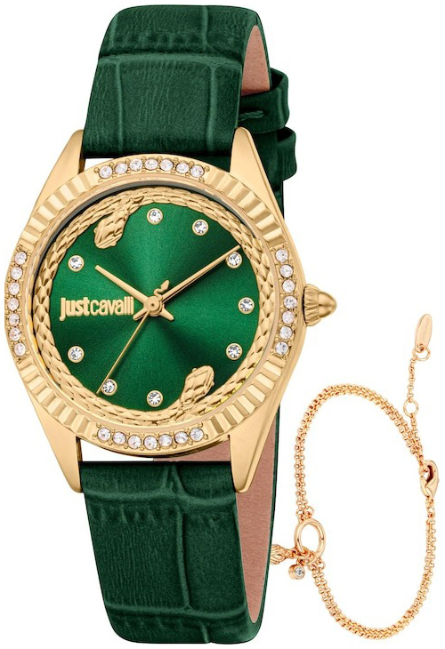 Just Cavalli Damklocka JC1L361L0025 Vittoria Glam Grön/Läder Ø32 mm - Just Cavalli