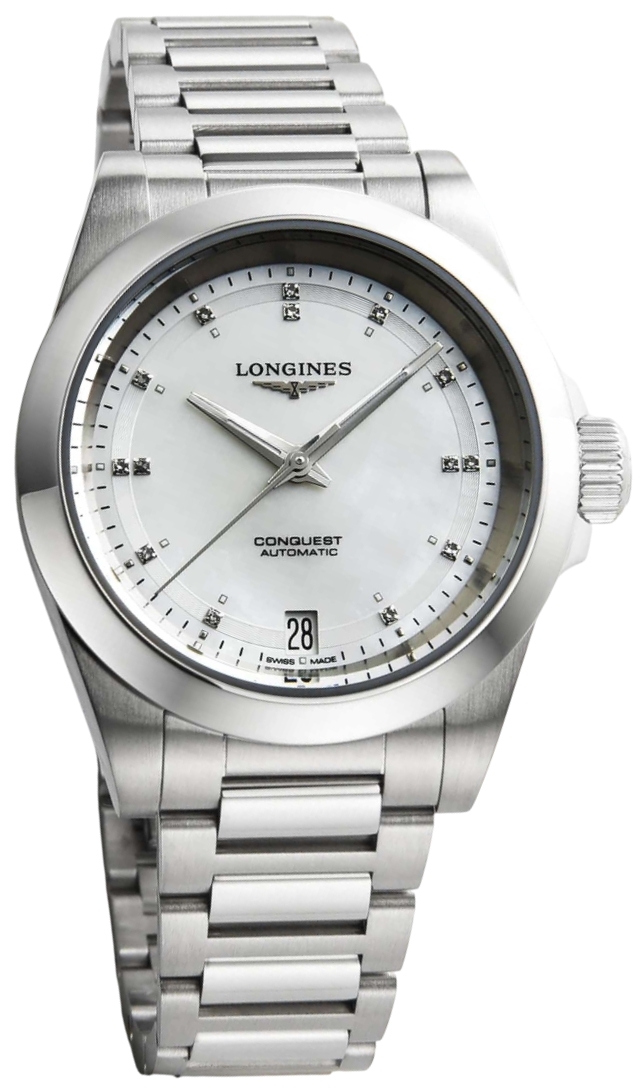 Longines Damklocka L3.430.4.87.6 Conquest Vit/Stål Ø34 mm - Longines