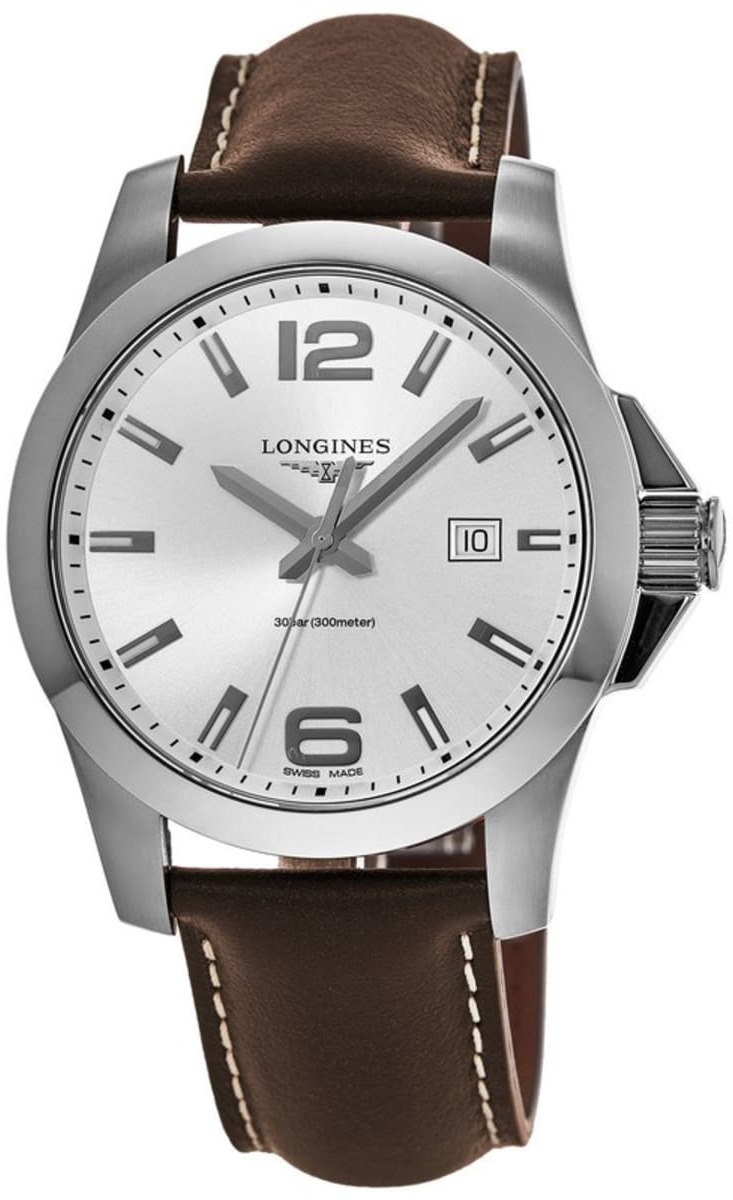 Longines Herrklocka L3.760.4.76.5 Conquest Silverfärgad/Läder Ø43 - Longines