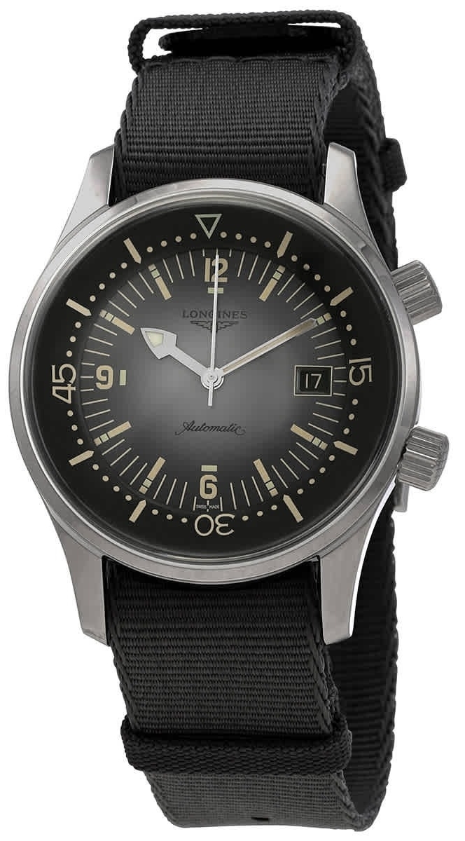 Longines Herrklocka L3.774.4.70.2 Legend Diver Grå/Textil Ø42 mm - Longines